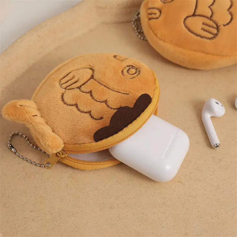 New Women child Coin Fish Headphone Storage Bag Small Change Purse Sea Animal Wallets Coin Purse Plush Earphone Bag