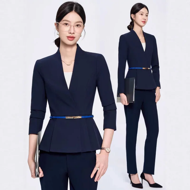 Professional Women's Suit Set2025New autumn work uniforms for foot bath technicians, jewelry stores, medical beauty front desks,
