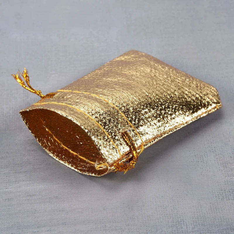 100Pcs Gold Foil Organza Bag Candy Gift Bags Christmas Decoration Wedding Party Favor Pouch Gift Packaging Bags Drawstring Pouch