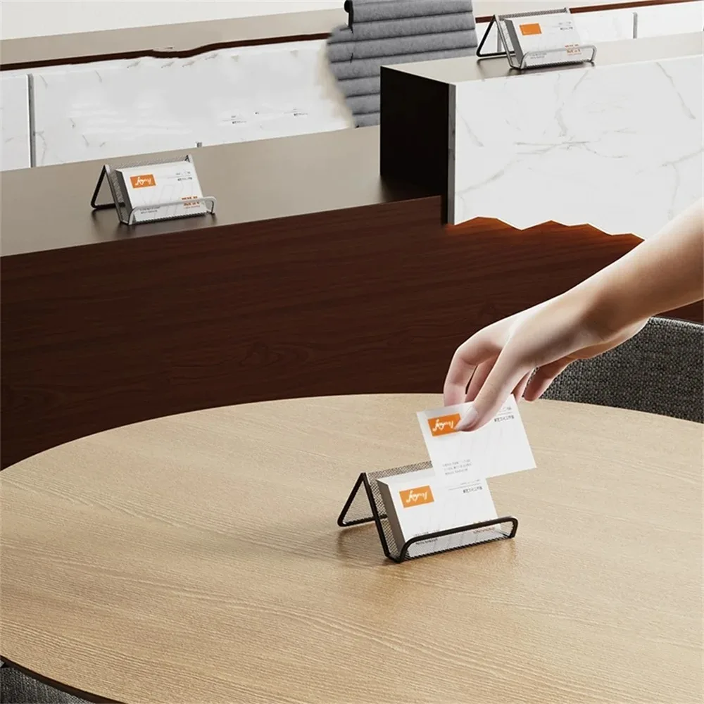 High Quality Portable Mesh Business Card Holder Metal Multi-purpose Name Card Stand Durable Cards Storage Shelf