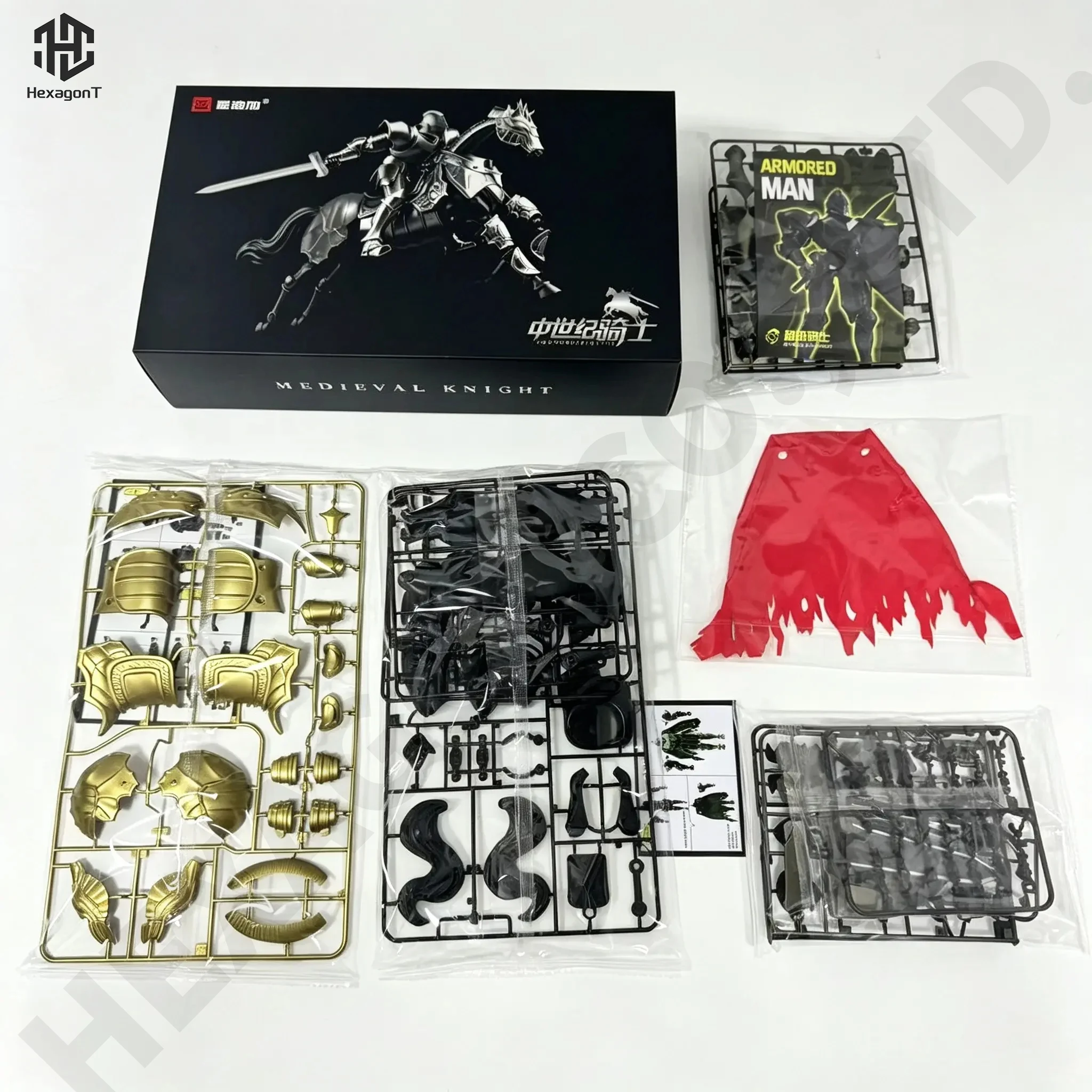 Medieval Knight Action Figure Set with Armored Horse & Armor Accessories, Multi-Joint Plastic Collectible Model Gift,Ideal Gift view 6
