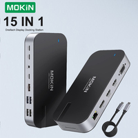 MOKiN USB C Docking Station 4K Dual HDMI Display Port, 4 USB, VGA,  RJ45, USB C Laptop Dock For Windows Thinkpad T480 XPS 13/15