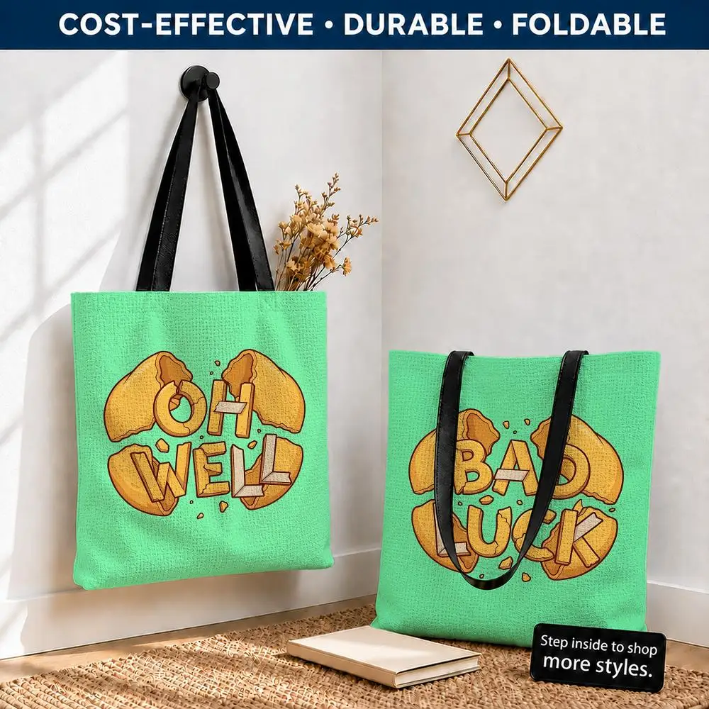 Sacs de rangement plats Fortune Cookie Philosophy, sac fourre-tout en toile de polyester, léger, pliable, réutilisable, avec bretelles