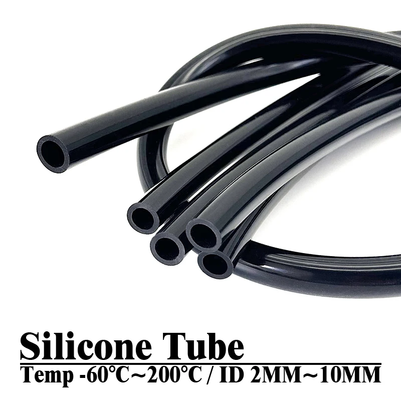 ID 2~10 mm Black Flexible Silicone Tube 60-200 Deg C Heat Resistant Water Dispenser Coffee Pot Soft Rubber Hose 1/3 Meter Length