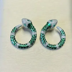 Bilincolor Fashion Green Snake Earring for Women