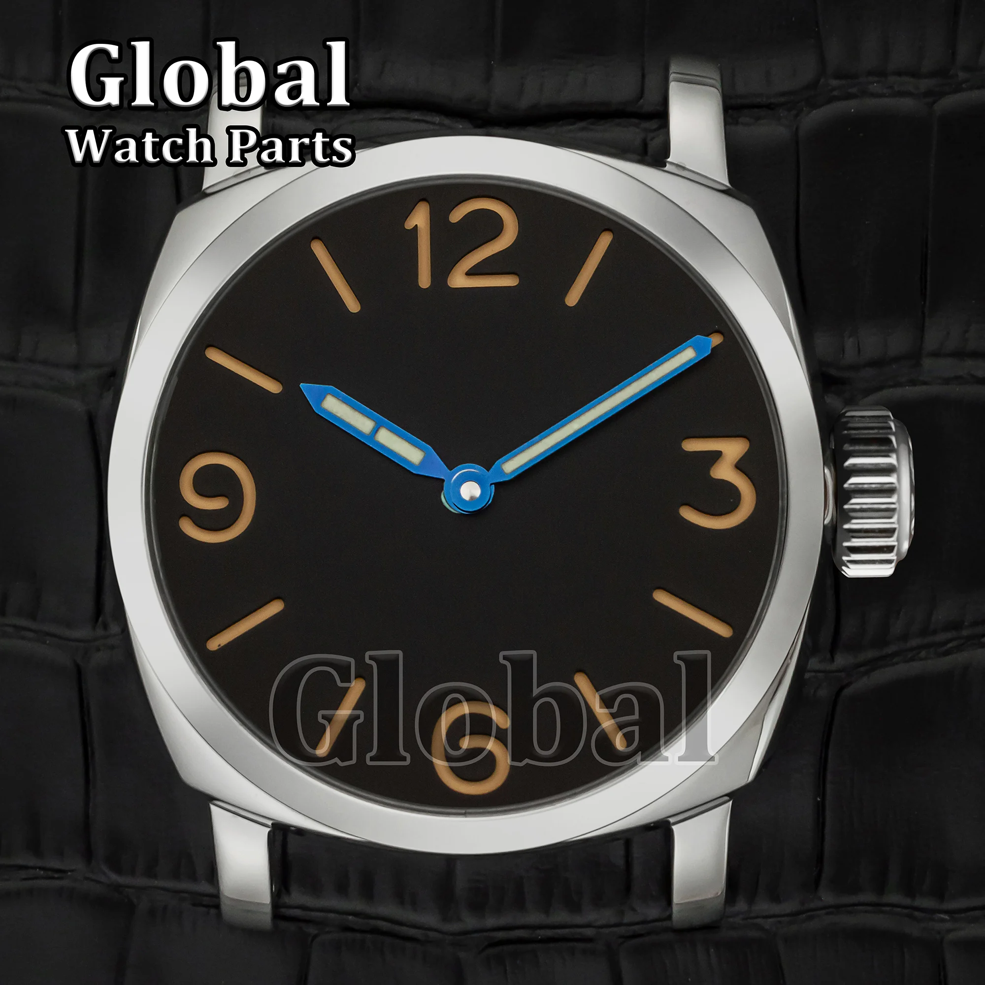 Dial Pointers Stainless Steel 47mm Case Retro Case for PAM 6154 39mmFit ETA 6497/6498 ST3600 Mechanical Movement Mod Parts