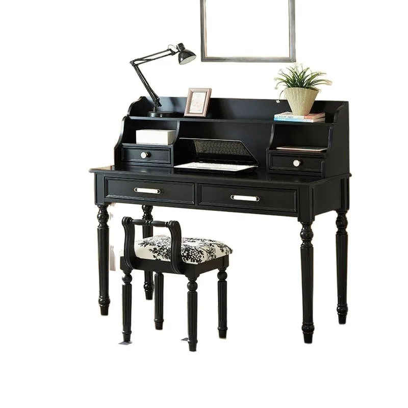 

Solid wood small desk with bookshelf French dresser bedroom study small student study table