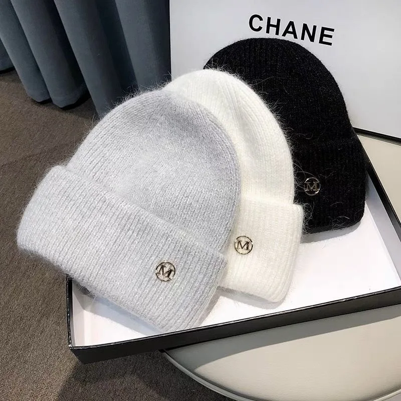 Knitted Hat with Thick Velvet for Women, Warm and Versatile, Big Head Circumference, Head Cover, Ear Protection, Cold Hat