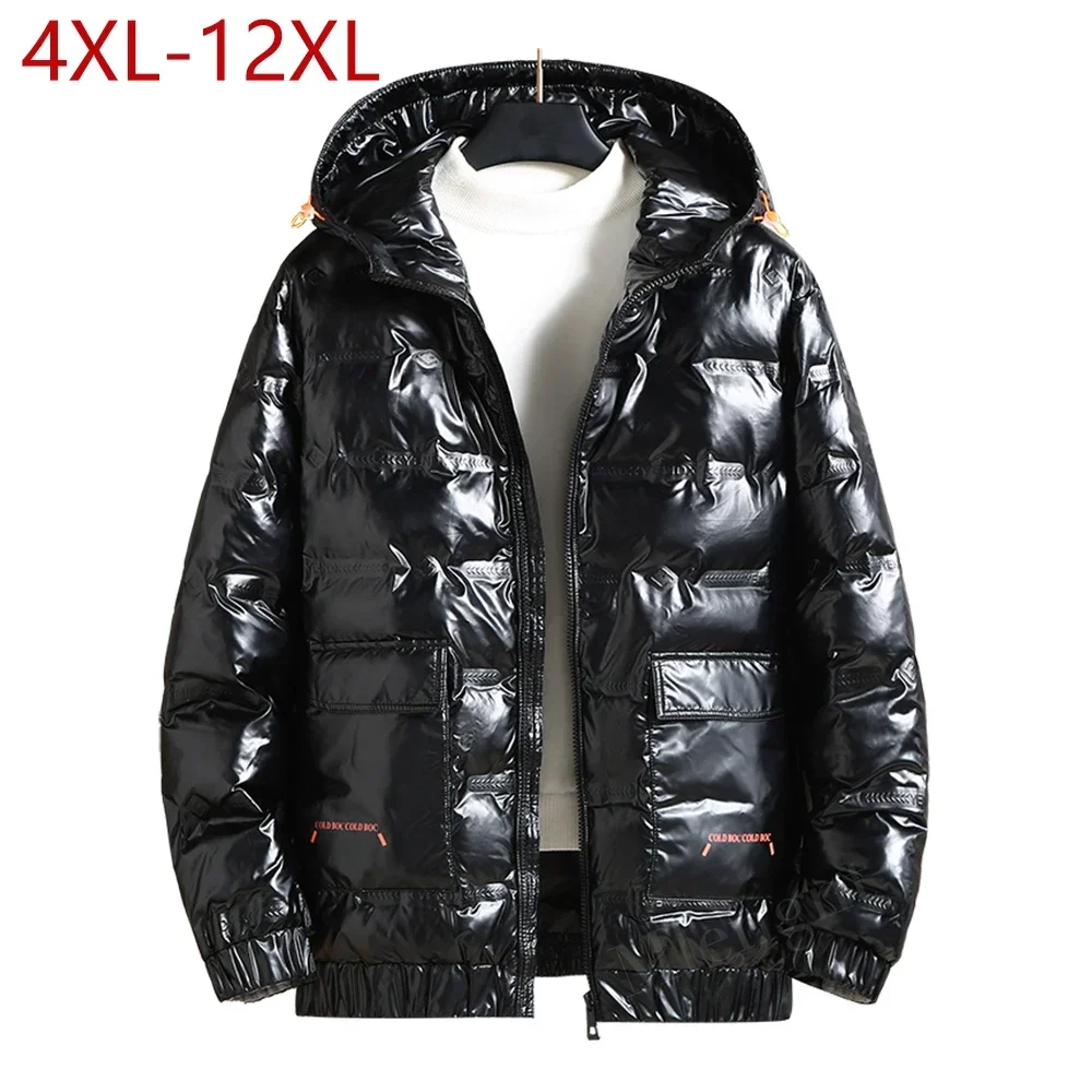 

Men Clothing Winter Plus Large Size 12XL Hooded Jacket Solid High Quality Parkas Cotton Padded Thicken Outerwear Waterproof Coat