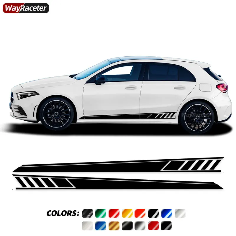 2 Pcs Door Side Stripes Skirt Sticker For Mercedes Benz W177 A Class AMG A35 4Matic A45 S 2018-Present A220 A250 Accessories