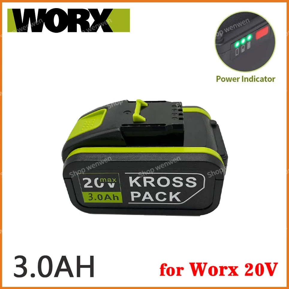 

20V 3000mAh Replacement Worx 20V Max Li-Ion Battery WA3551 WA3551.1 WA3553 WA3641 WX373 WX390 Rechargeable Battery Tool