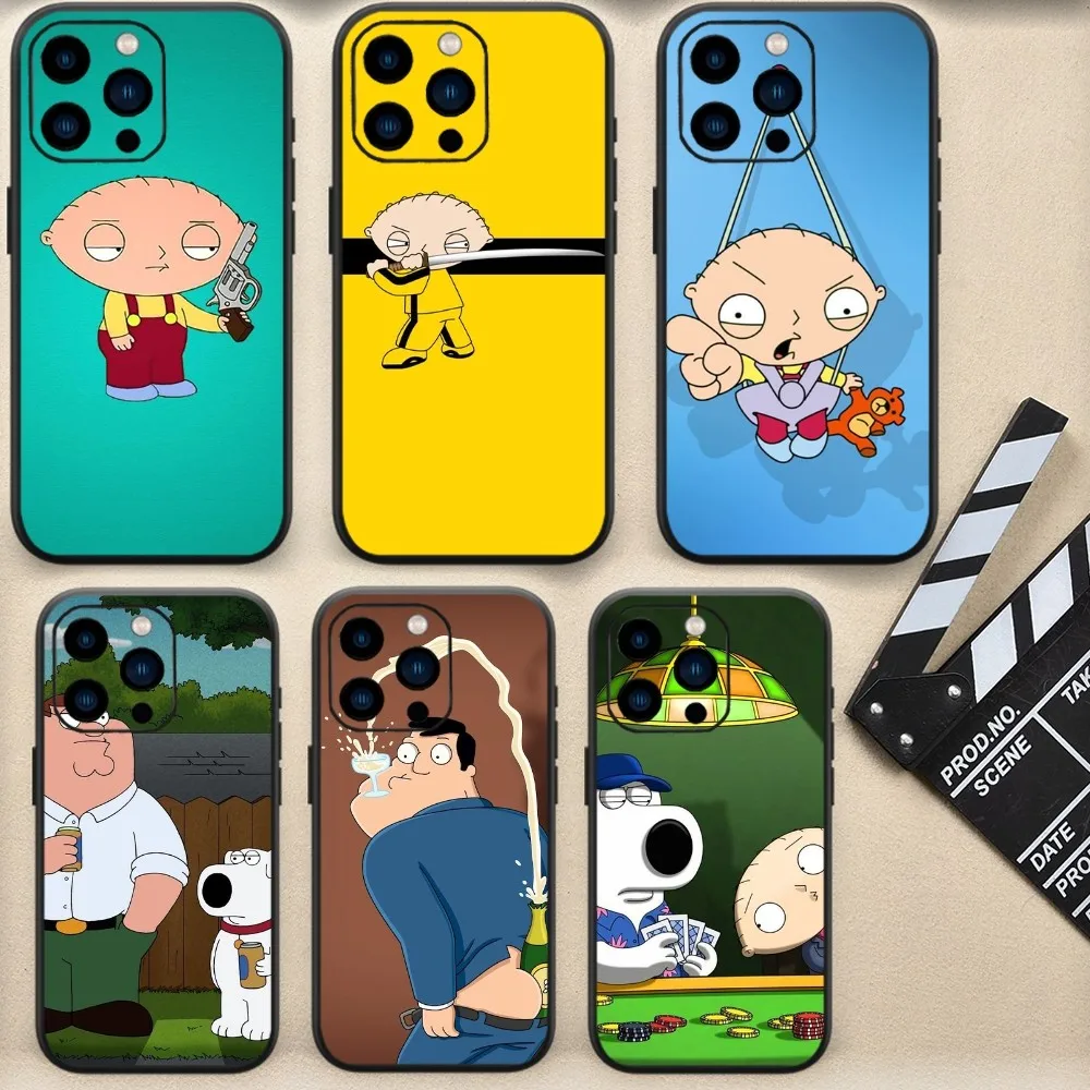 F-Familys-Funny-G-Guy Phone Case For iPhone 13 14 15 11 12 Mini Pro Max XR X Black Shell