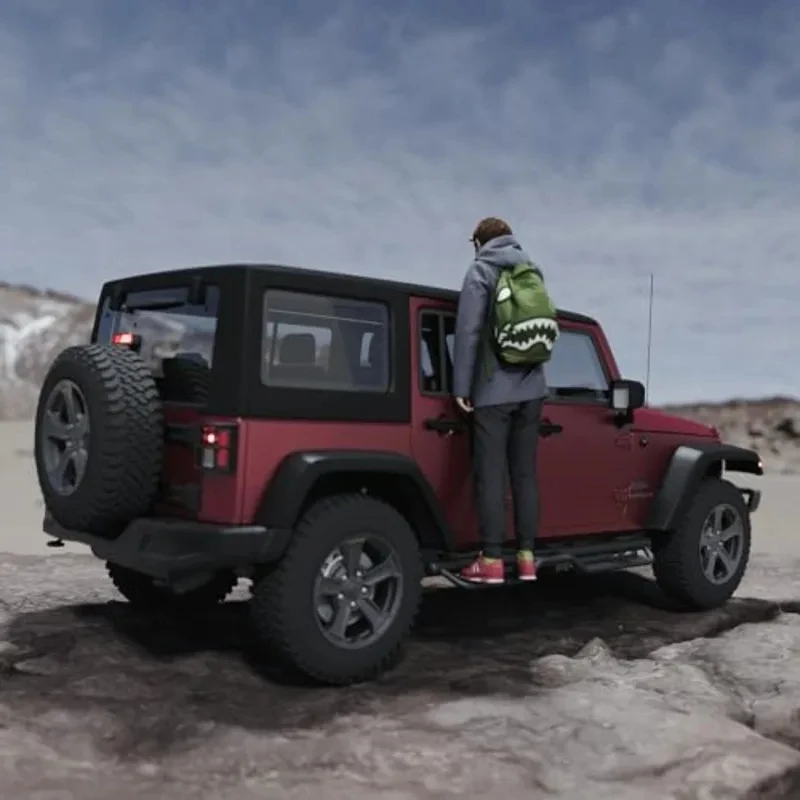 Brand NewRunning Boards Compatible with 2007-2018 Wrangler JK 4-Door Dual-Stage Textured Black Powder Coated F Size