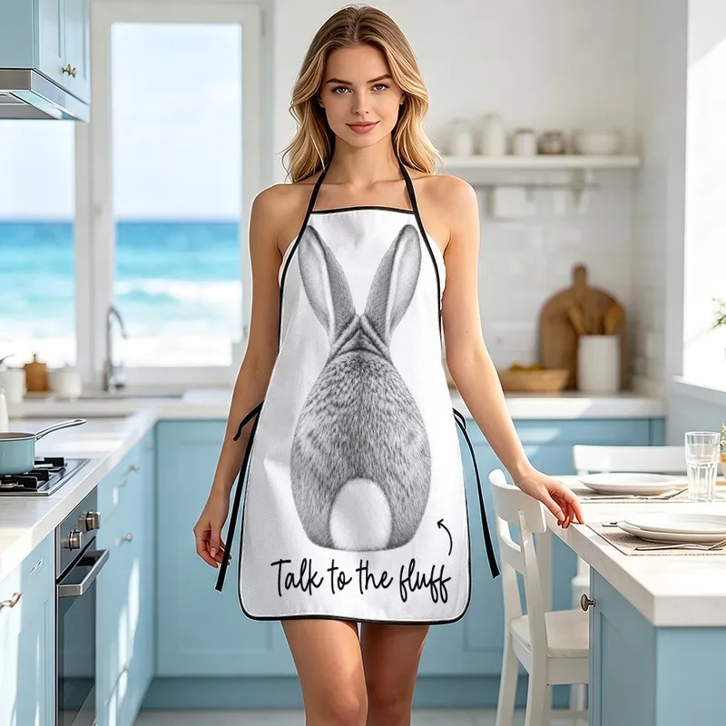 1PC【Apron】2DFlat effect，Fun Rabbit Tail Realistic Print，Modern Minimalist Style，Possesses durable characteristics，Suitable h