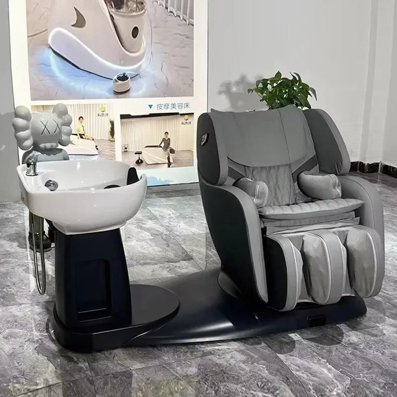 Shaving Treatment Shampoo Chair, Lava Heads, Massage, Hair Washing, Sink Spa, Mobiliário de Salão, Adulto, Sedia Per Shampoo