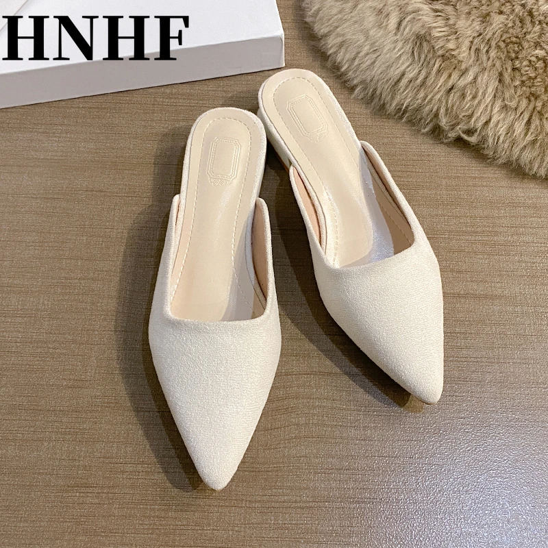 HNHF Women Leopard Mules Leather Pu Square Heel Slippers New Woman Luxury Designer PU Leather Slides Elegant Office Shoes