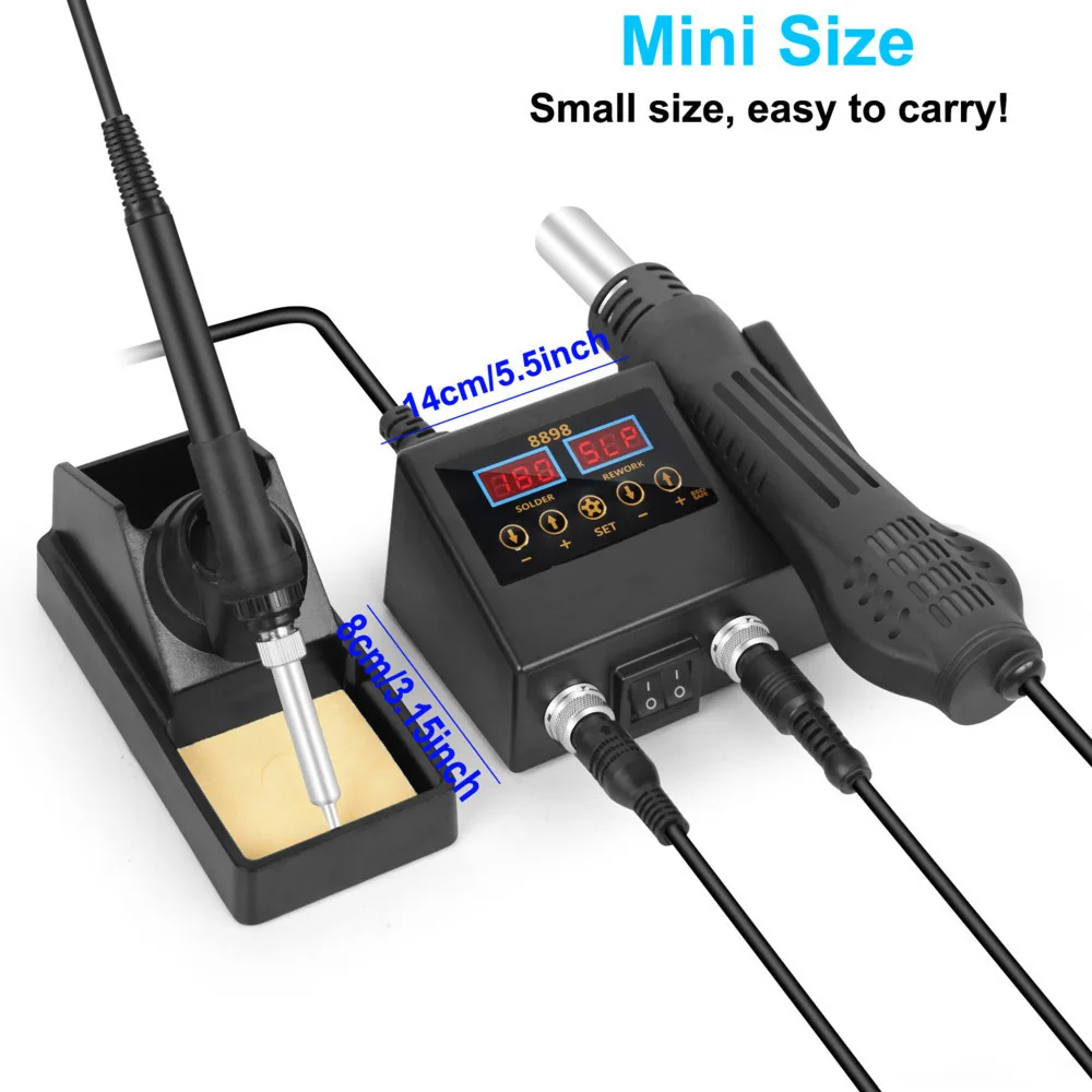 Imagem -02 - Pistola de ar Quente em 600w Display Digital Lcd Estação de Retrabalho de Solda para Celular Bga Smd Pcb Ferro de Solda ic 8898
