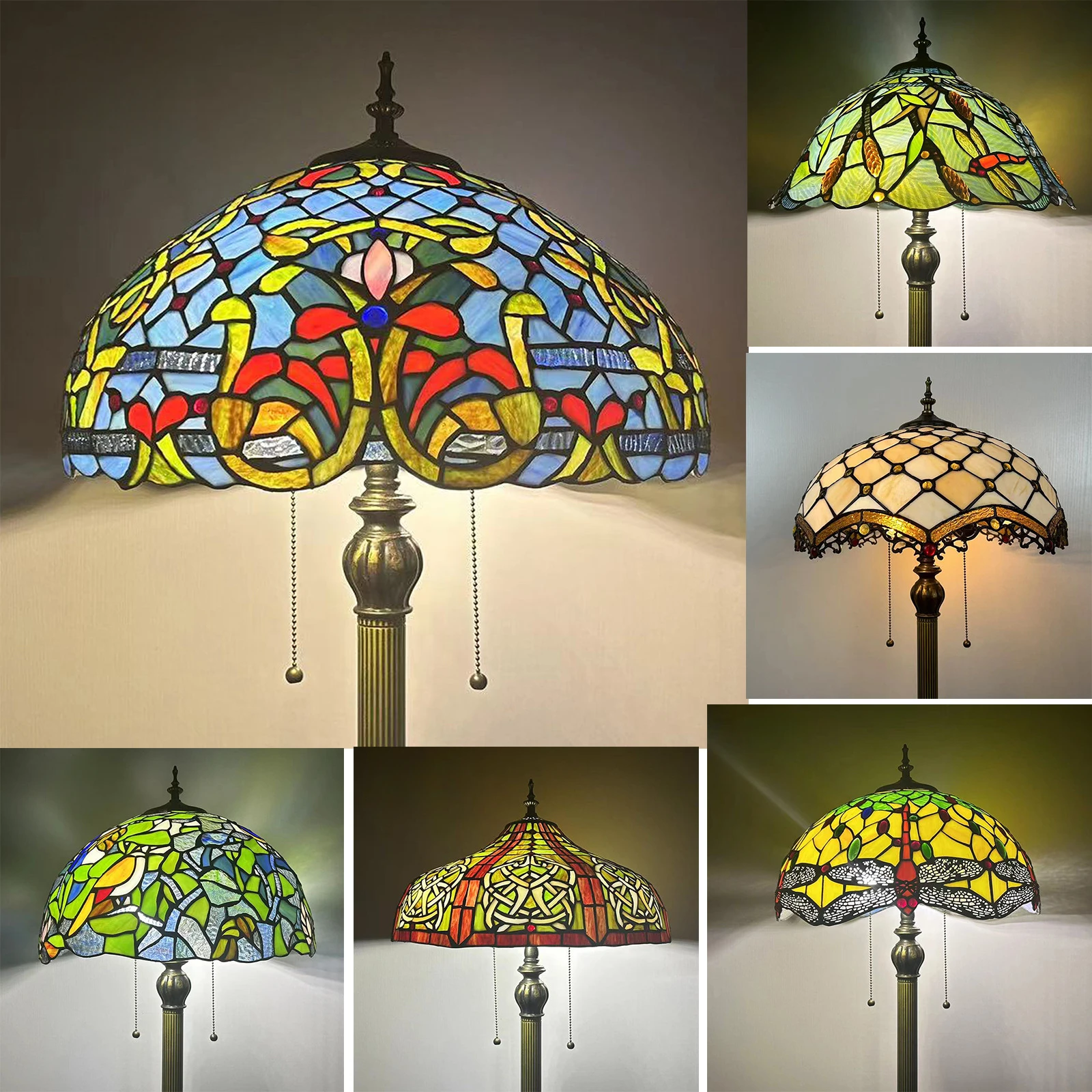 

16inch 40cm Handcrafted Tiffany Stained Glass Red Dragonfly Lampshade Villa Hotel Floor Lamp Home Decor Art Lighting