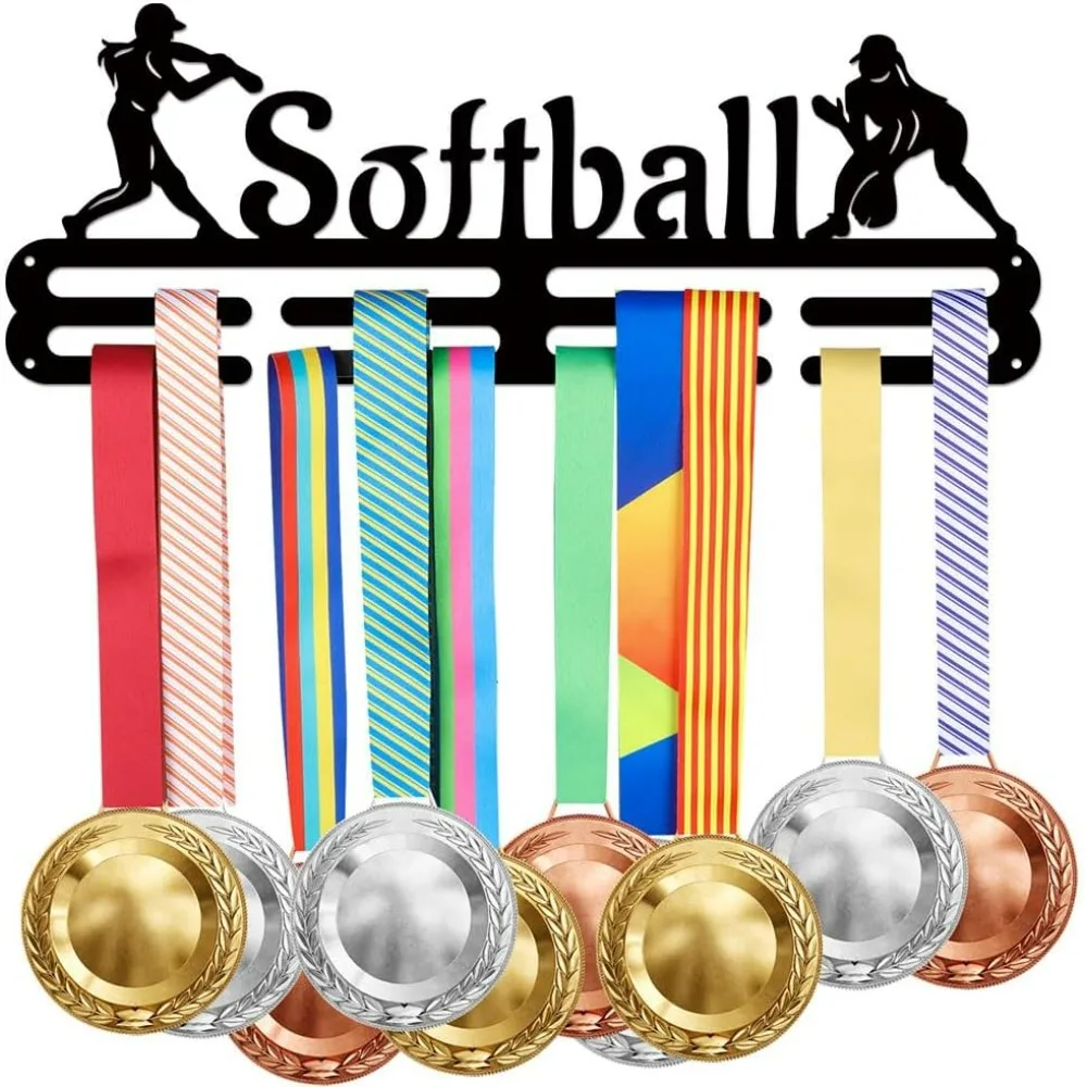 Female Softball Medal Holder Display Hanger Women’s Sports Medal Hanger Awards Ribbon Cheer Softball Holder Display Rack Wall