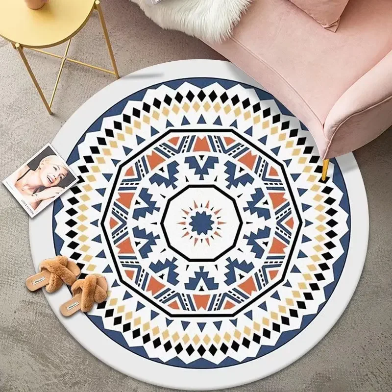 American Retro Round Soft Carpet for Bedroom Beside Non-slip Chair Floor Mats 200x200 Large Area Rugs Living Room Customizable