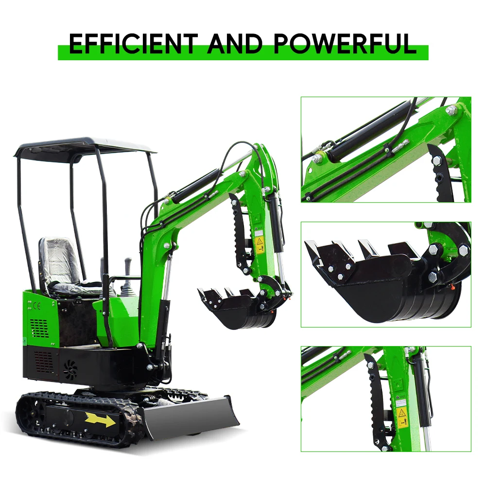 USA Stock 1 Ton Mini Excavator with Briggs & Stratton Engine 13.5HP Mini Digger Crawler Excavators Green Color Free Shipping