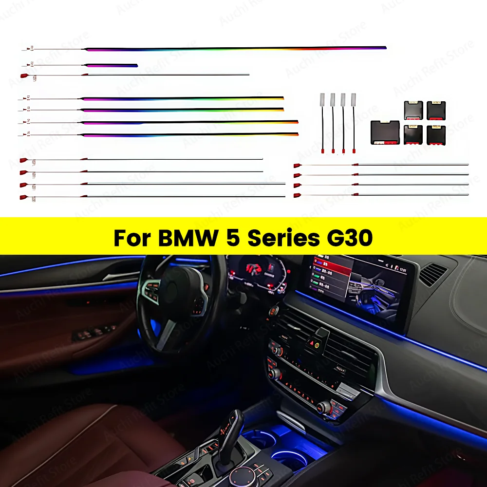 

Auchi 11 Colors For BMW 5 Series G30 Led Door Dashboard Footwell Decorative Ambient Light Neon Atmosphere Lamp Interior Lighting