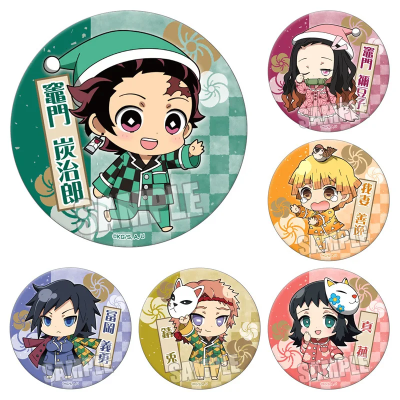 

Demon Slayer Kimetsu no Yaiba Anime Badge Pin Q Version Enamel Pins Tomioka Giyuu Makomo Sabito Cute Collectible Gift for Fans