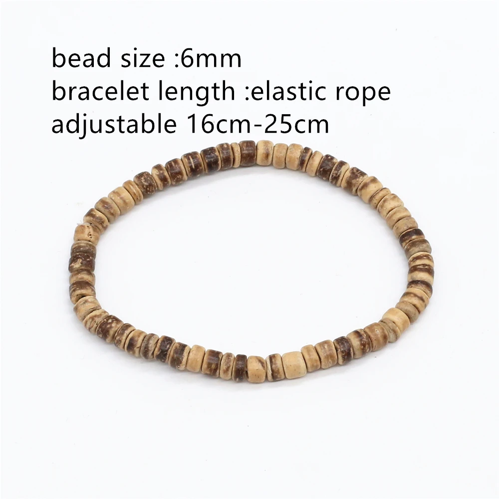 WESTBULL 6mm Coconut Husk Beads Strand Bracelets Men Homme Women Male Gift Wholesale Jewelry Accessory