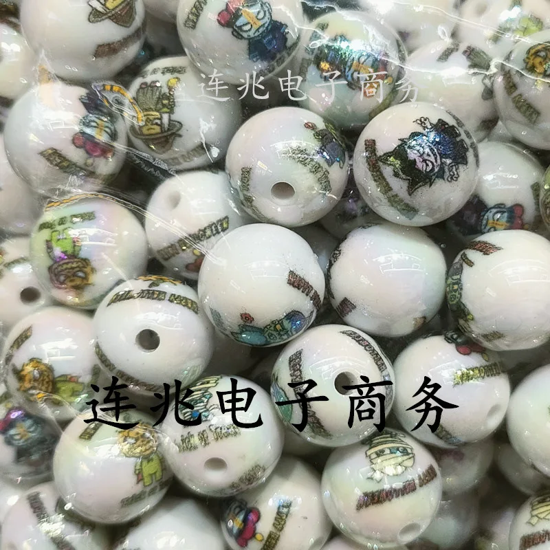 5pcs bad guys cartoon anime acrylic beads white background printed beads for diy jewelry making bracelets materials