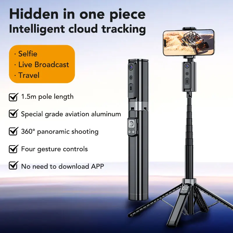 

Новый смартфон 2025 года с искусственным интеллектом, отслеживание лица, вращающийся на 360 градусов штатив, портативный штатив для путешествий, селфи, съемка видеоблогов, штатив с защитой от сотрясений