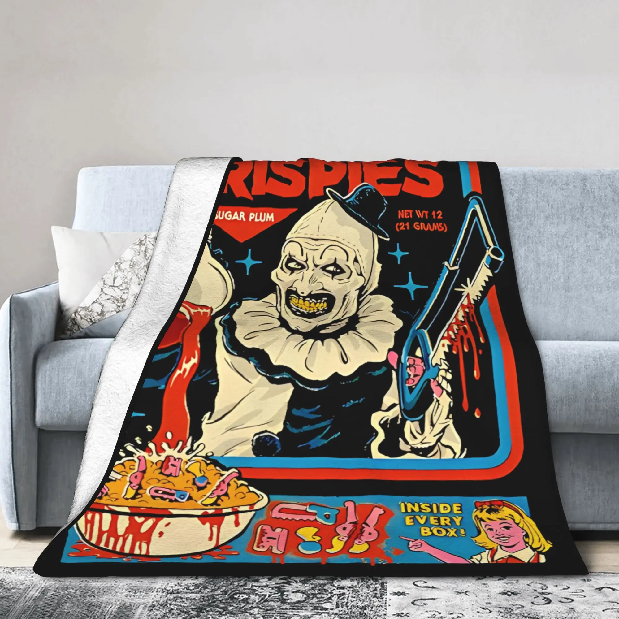 Terrifier Art the Clowns Blanket  Horror Movie Plush Funny Breathable Throw Blankets for Bedspread Decoration