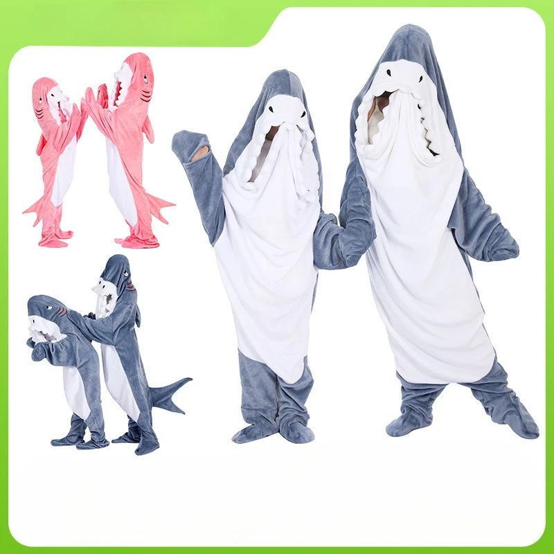 

Shark Animal Pajamas Cute Shark Cartoon Animal Flannel Children's and Adult Couple Matching Stylish Animal Onesie Pajamas