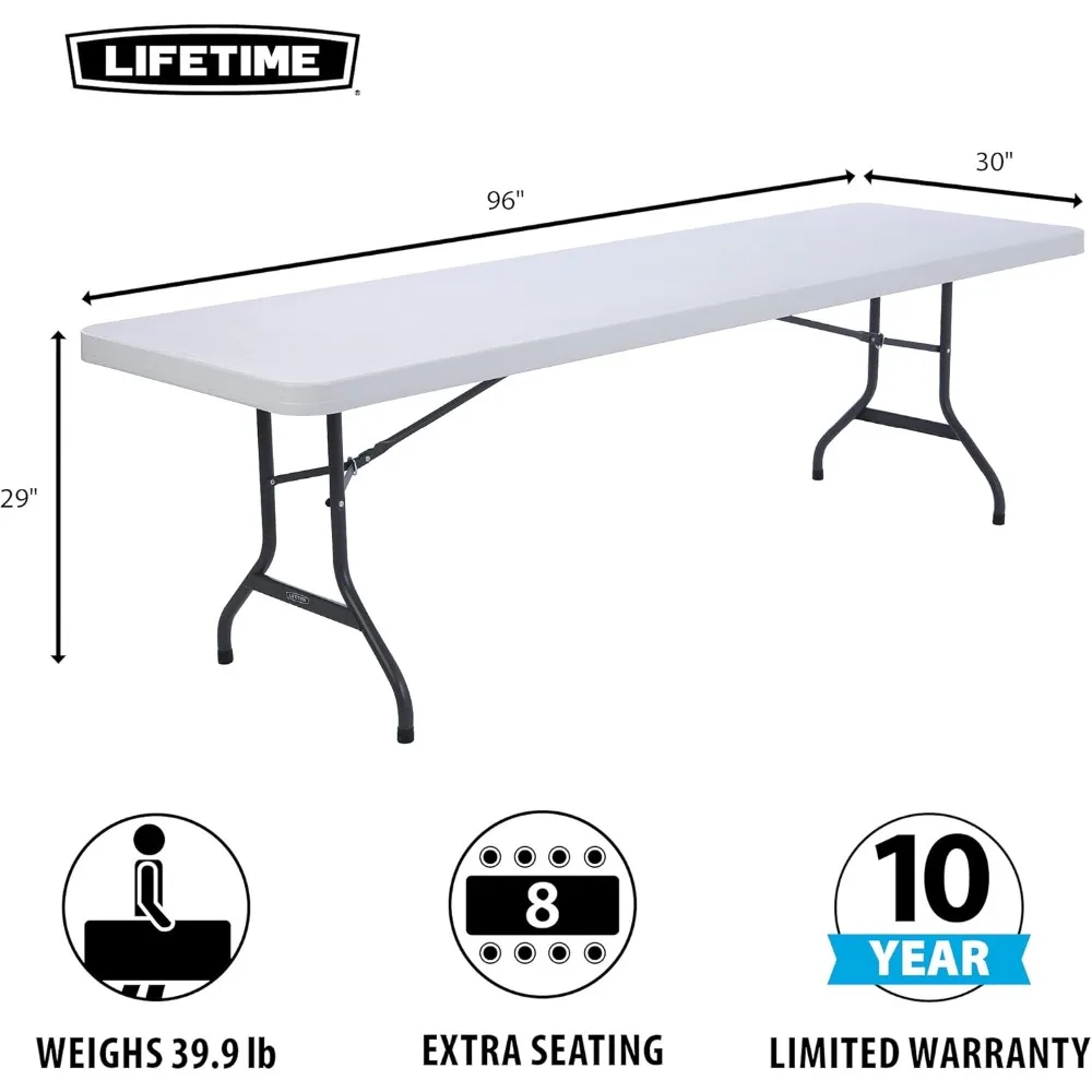 22980 Folding Utility Table, 8 Feet, White Granite, 96