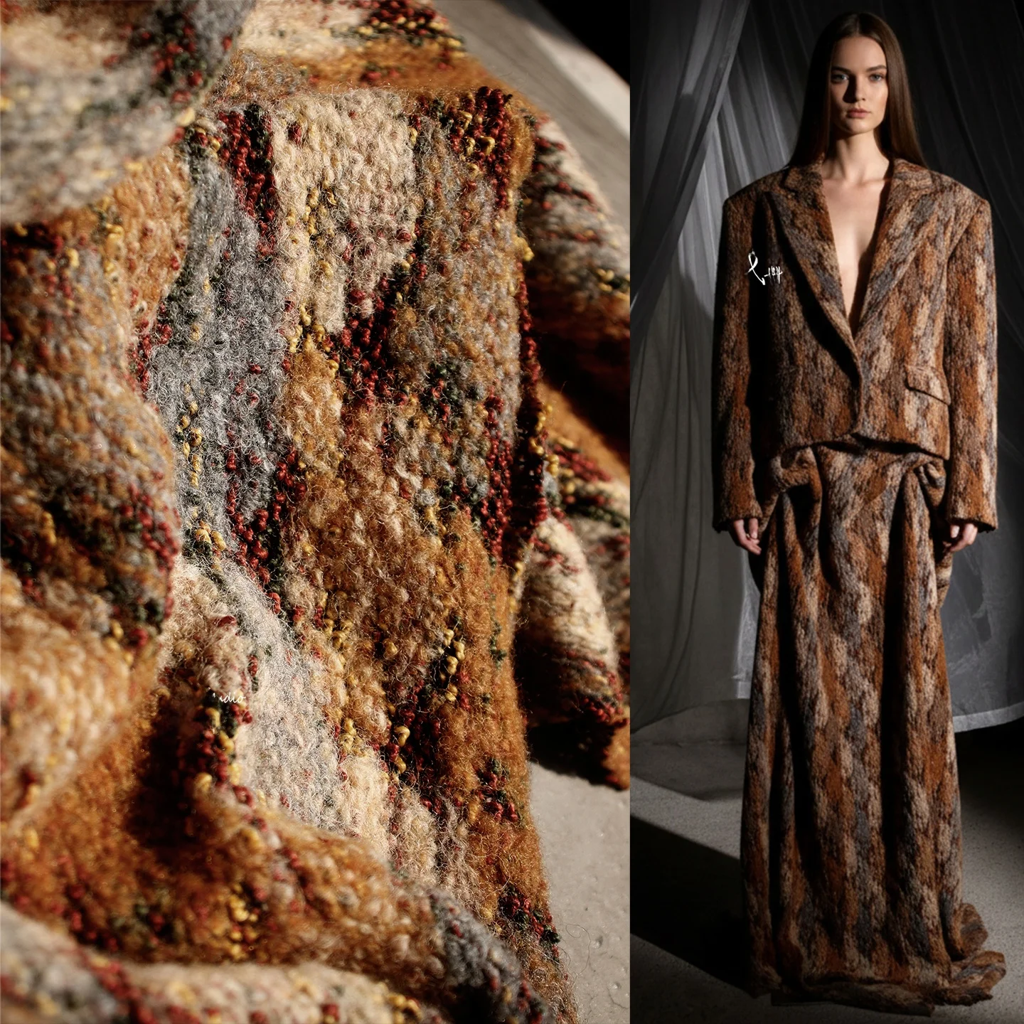 

Осенне-зимняя вязаная шерстяная ткань для дизайна одежды в винтажном стиле, с текстурой искусственного меха, из пряжи, для домашнего декора