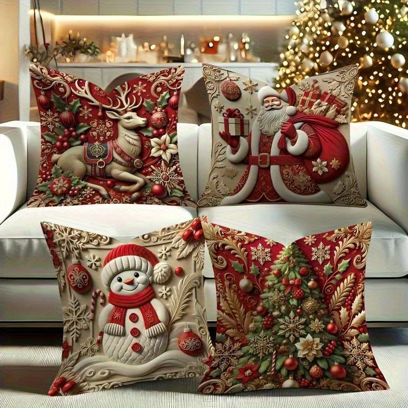 Christmas Pillow Cover - Santa Claus Design for 2025 Xmas Party, Perfect 2026 New Year Gift (Navidad Natal)