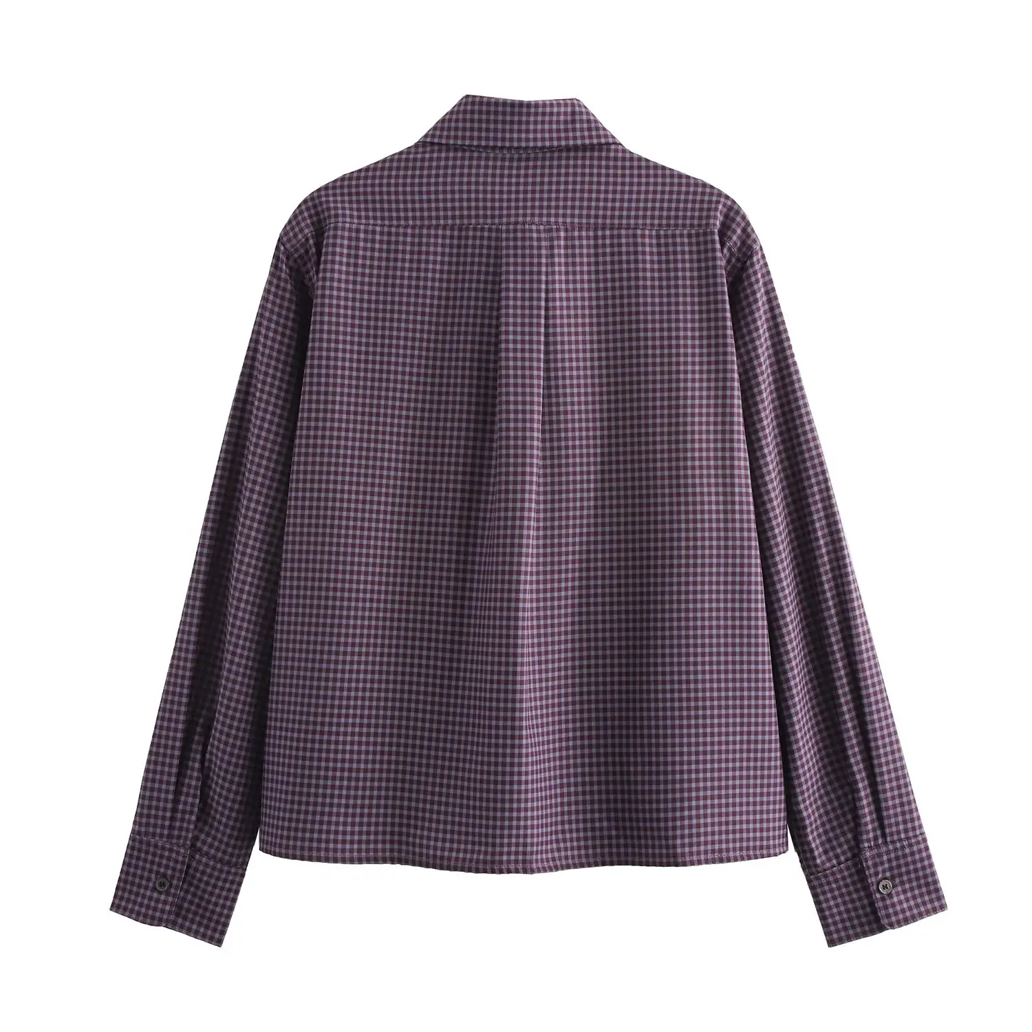 เสื้อเชิ้ตแขนยาวลายสก็อต ปกเสื้อแบบปกเชิ้ต สไตล์ยุโรปและอเมริกา เรียบง่าย ใส่ได้หลายโอกาส สวมใส่สบาย สำหรับผู้หญิง ฤดูร้อน ปี 2025