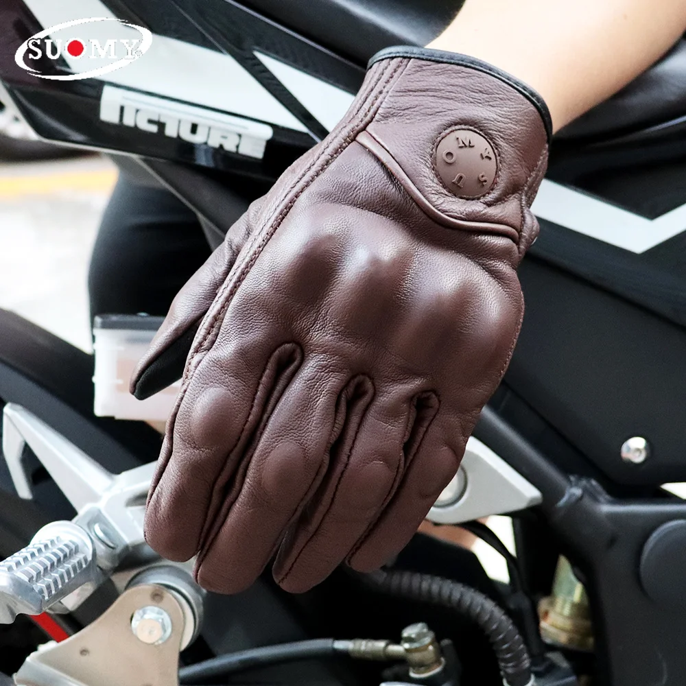 Suomy Women Pink Motorcycle Gloves Touch Screen Leather Electric Bike Glove Cycling Full Finger Motocross Luvas Da Motocicleta