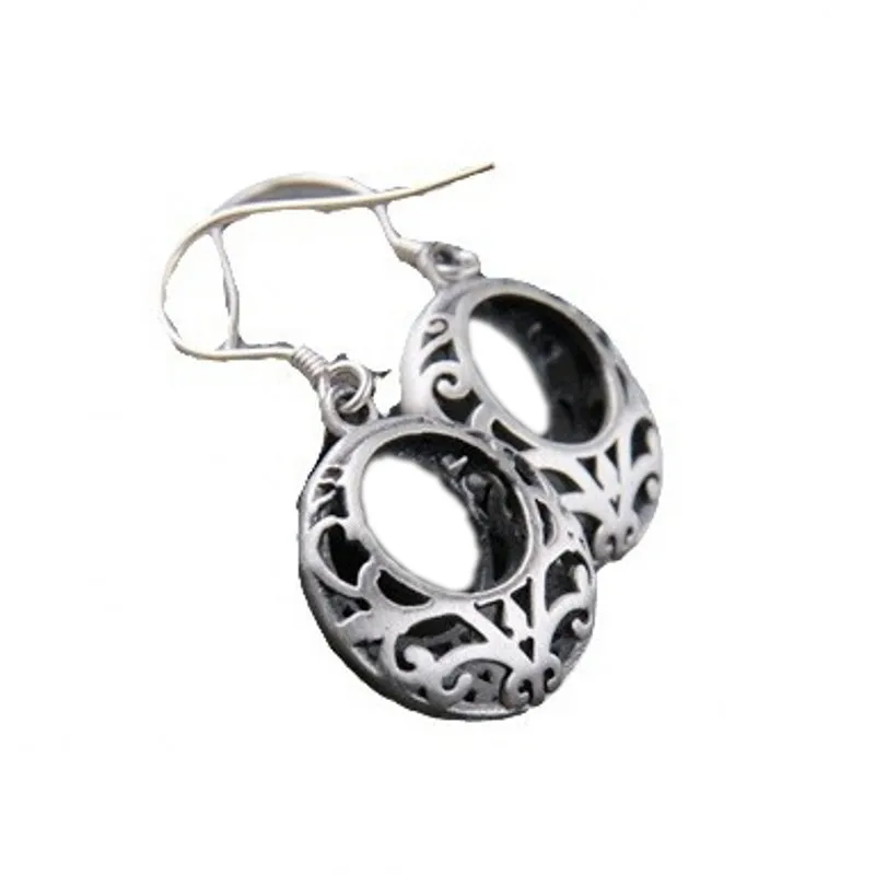 BOCAI S925 Pure Silver Retro Hollow Earrings for Women Ethnic Style Fashionable Personalized Jewelry Wholesale
