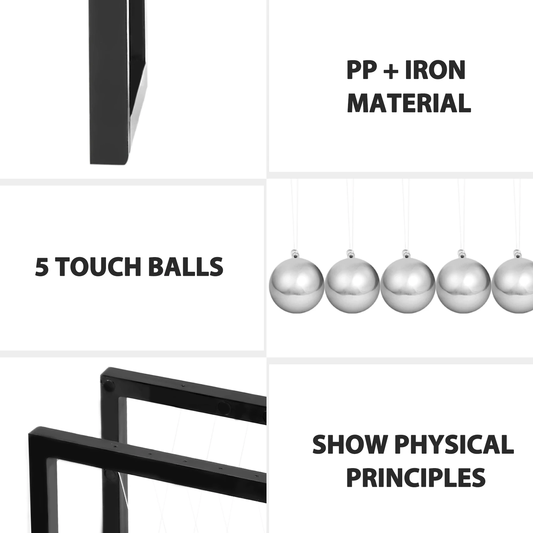 Newton Balls Cradle Balance Ball Newtons Pendulum Ornaments Home Decorations Desk Decoraction Toy Gift Black TQ