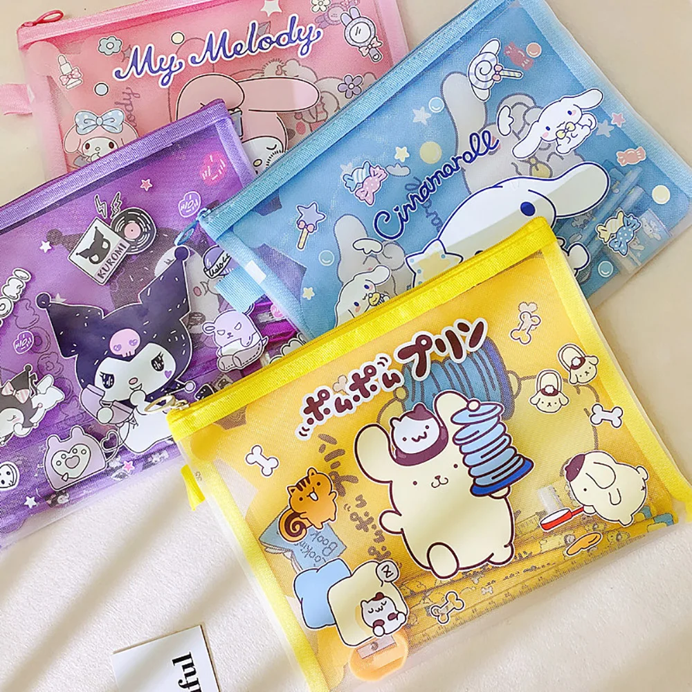 Sanrio Anime Stationery Set Kawaii Kuromi Purin Mymelody Children\'s SchoolSupplies Pencil Notebook Ruler Pencil Sharpener Eraser