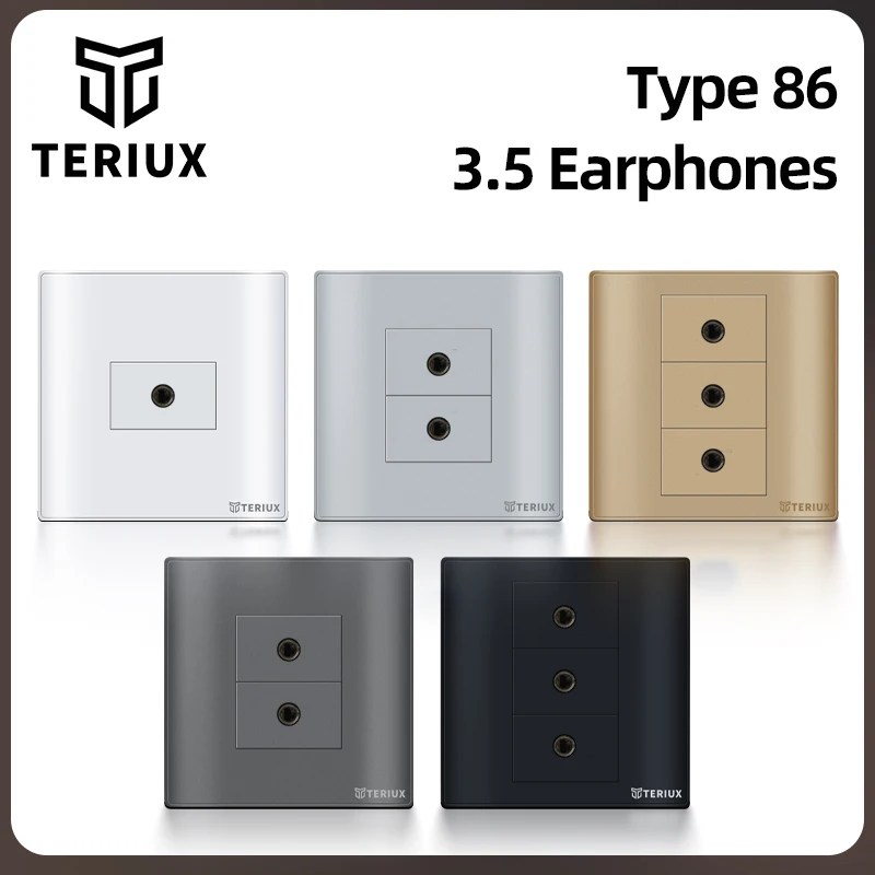 

Teriux 86 type 3.5 Earphones Wall socket universal built-in socket luxury electrical outlet recessed