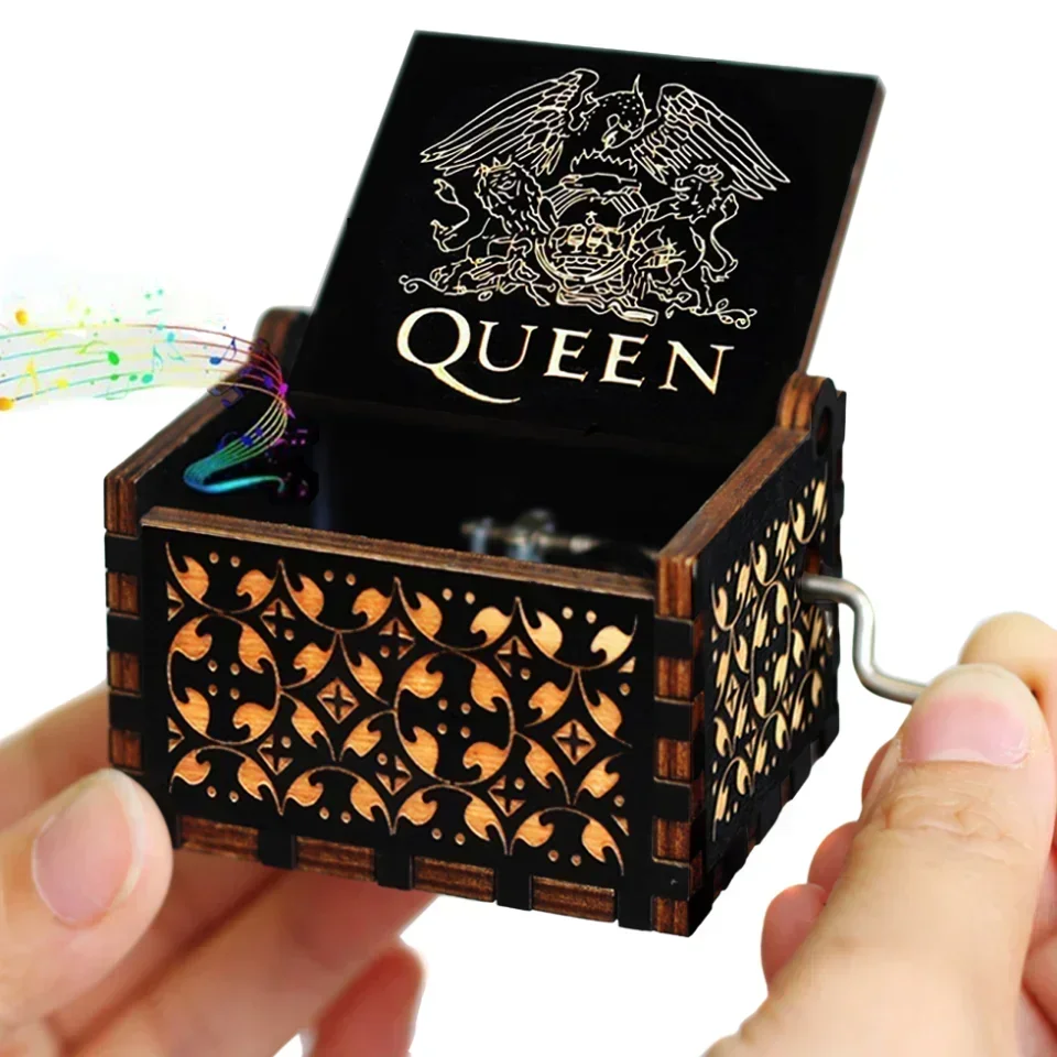 50 kinds Hot Wood Hand Crank Music Box Anime Theme Queen Jurassic Park You are my sunshine Harry Potter Christmas Birthday Gift