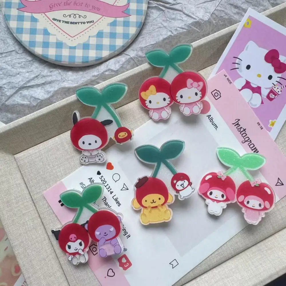 Spinka do włosów Sanrio, japońska kreskówka, wiśnia, Hello Kitty, Melody, Kuromi, urocza spinka typu krokodylek, słodka spinka do grzywki dla dziewczynek.