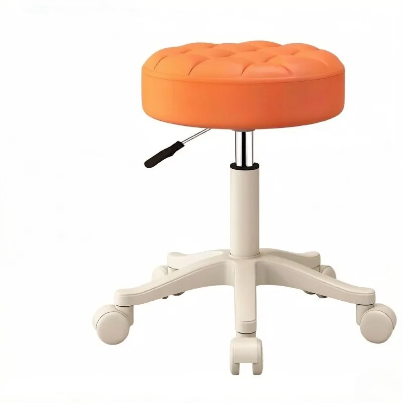 Rotating Adjustable Beauty Salon Stool with Wheels, Multifunctional Mobile Round Stool for Makeup, Dressing, Hairdressing