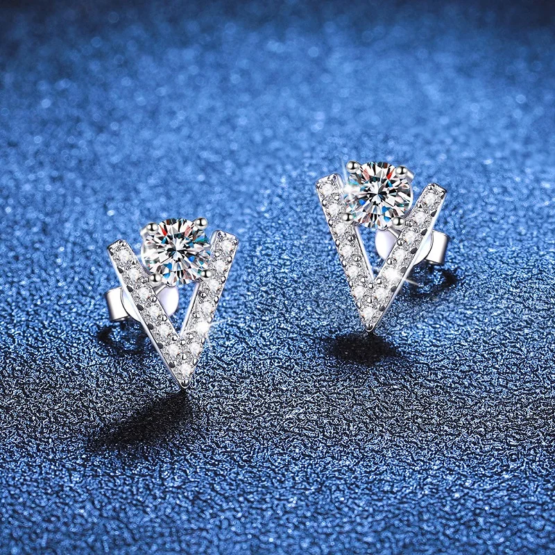 Apaison D Color 0.5 ct Moissanite Stud Earrings For Women Fine Jewelry 100% 925 Sterling Silver Ear Studs Female Gift Wholesale