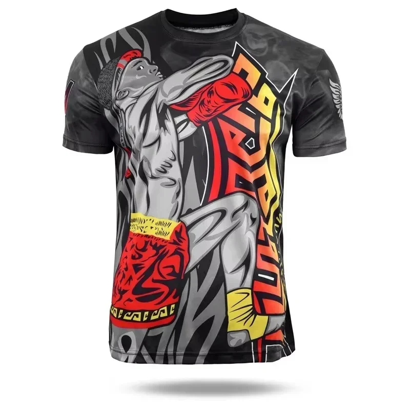 The 3D Muay Thai printed men's T-shirt is cool, sporty and fashionable.  It's short for street wear and comfortable in summer