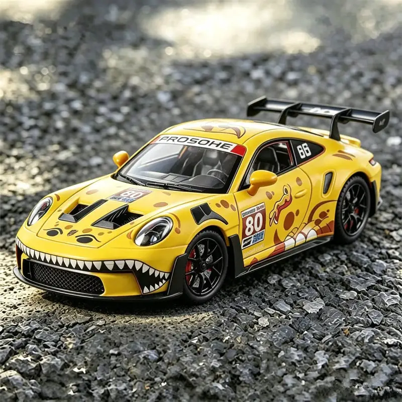 1:24 911 GT3 RS 992 Legierung Rennwagen-Modell Druckguss Metall Sportwagen Fahrzeugmodell mit Simuliertem Sound und Licht Sammlerstück Geschenk