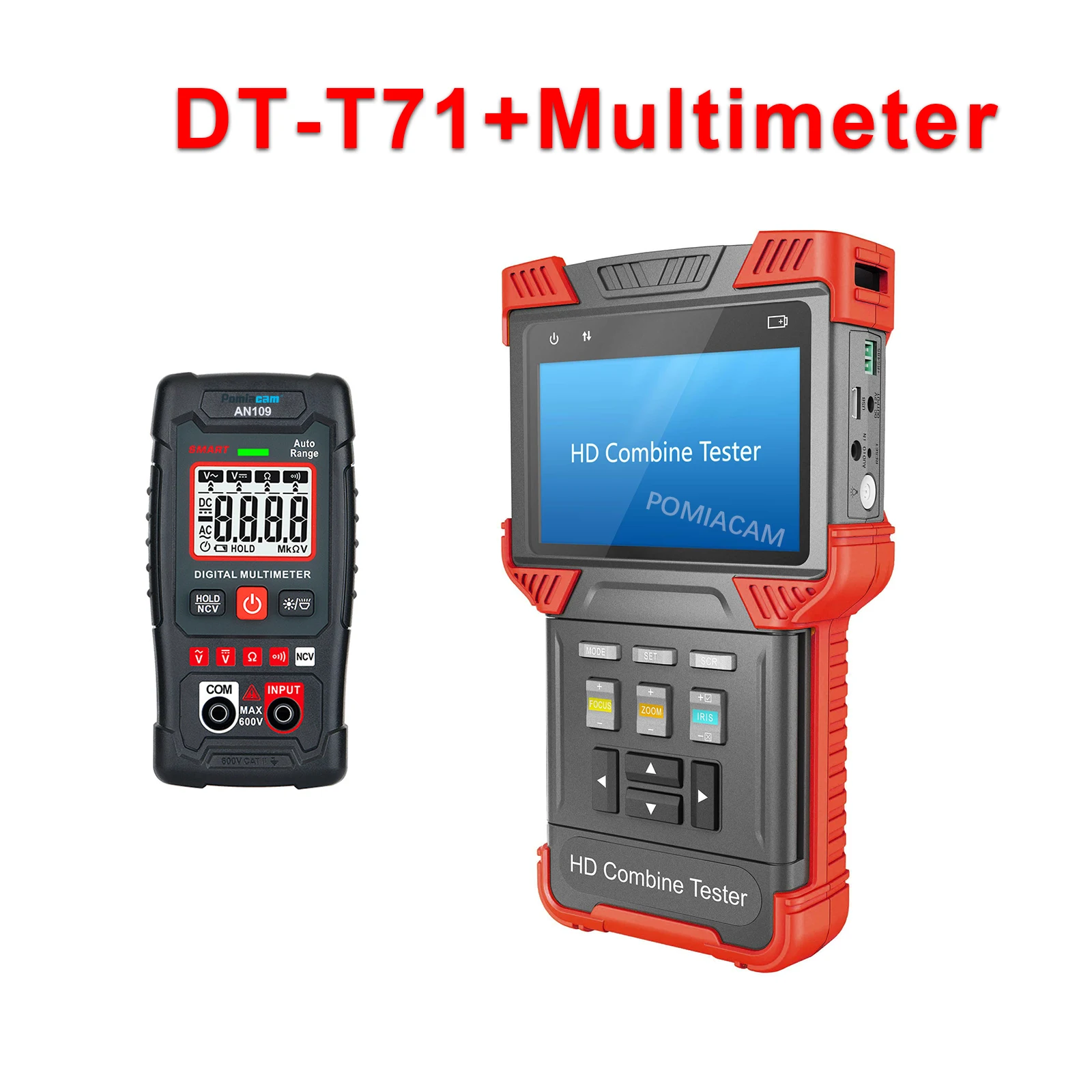 4.0 inch IP Camera Tester DT-T71 CCTV Tester,4K H.264/H.265,AHD/TVI/CVI/CVBS ,12V/1A Power Output,TDR RJ45 Cable Test With DMM