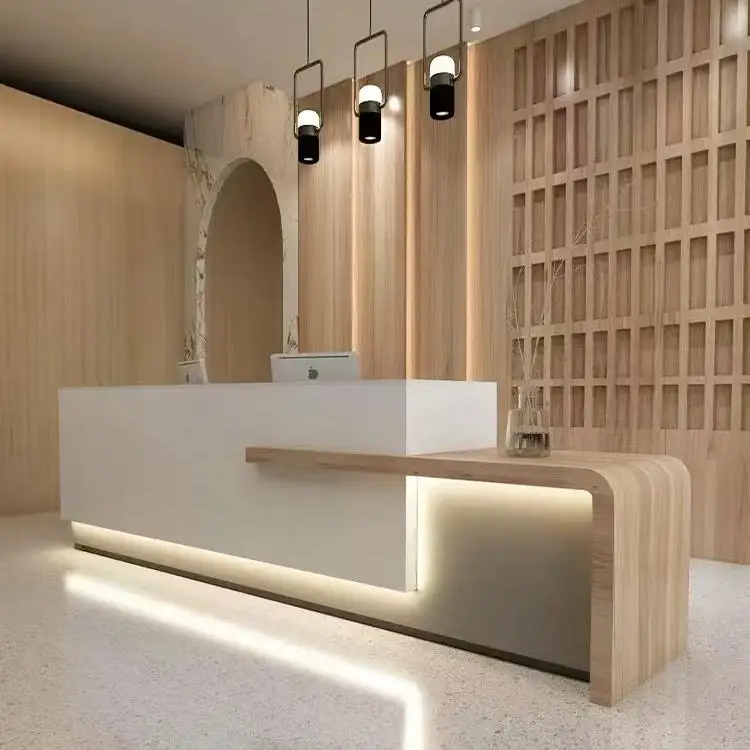 

Company's Modern Marble Office Front Desk Simple Painted Reception Service Desk for Hotels