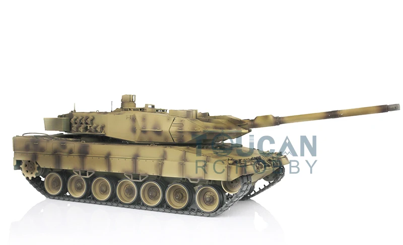 2.4Ghz HENG LONG 1/16 Yellow 7.0 Plastic Ver Leopard2A6 RC Tank Model 3889 BB Shooting Track Stell Gearbox TH17642-SMT4